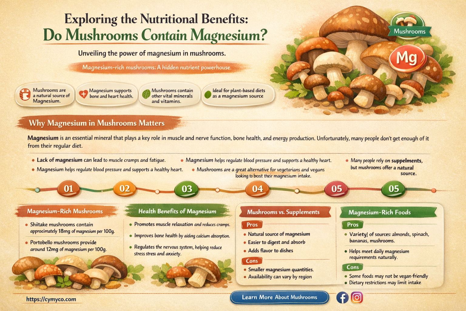 do mushrooms have magnesium