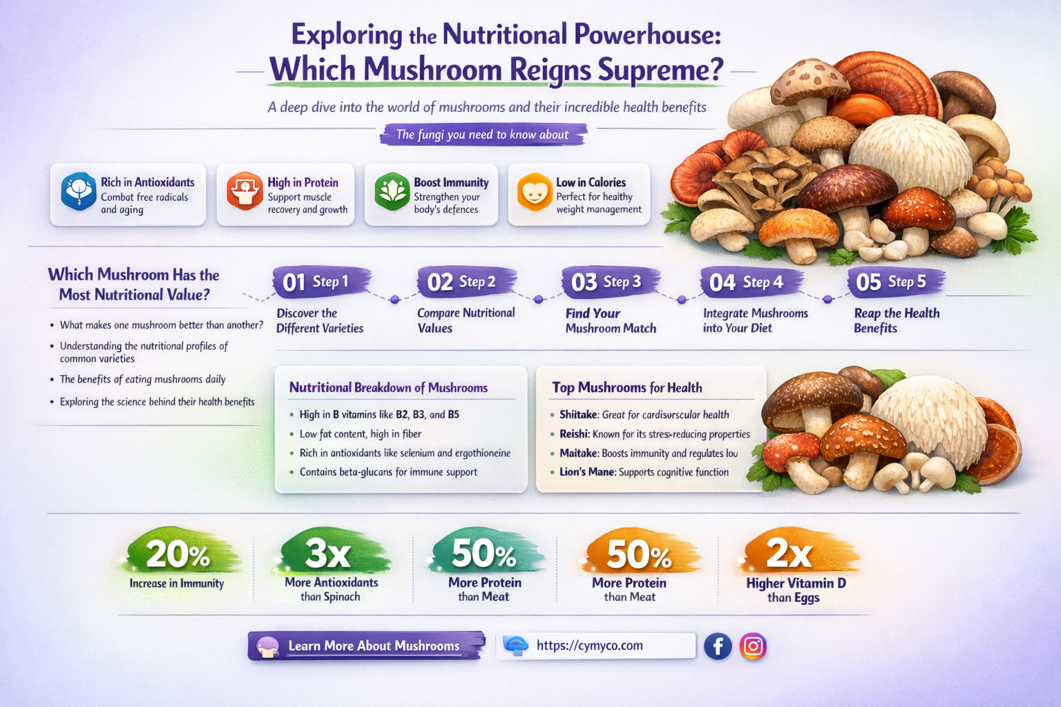 what is the healthiest mushroom to eat
