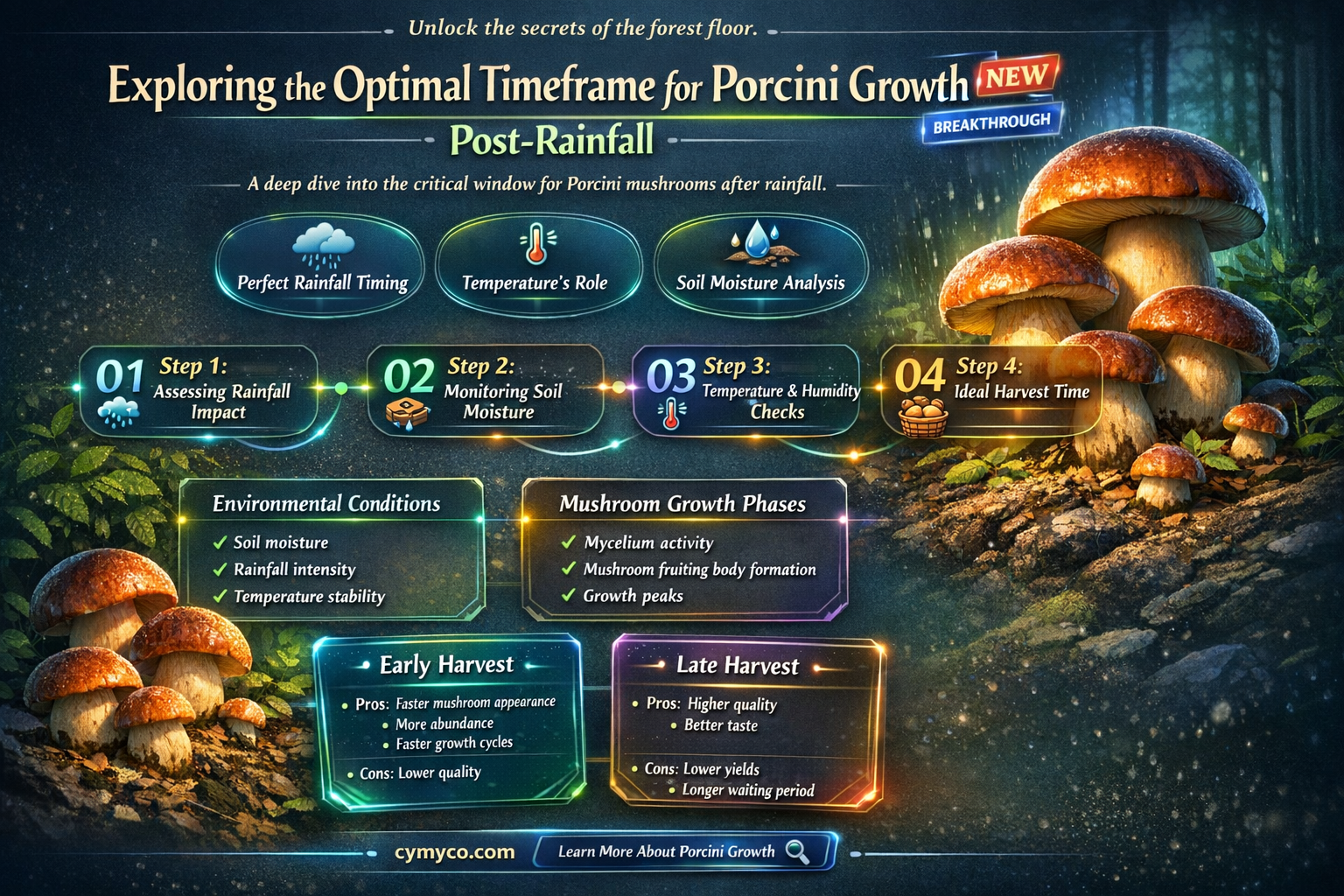 how long after rain do porcini grow