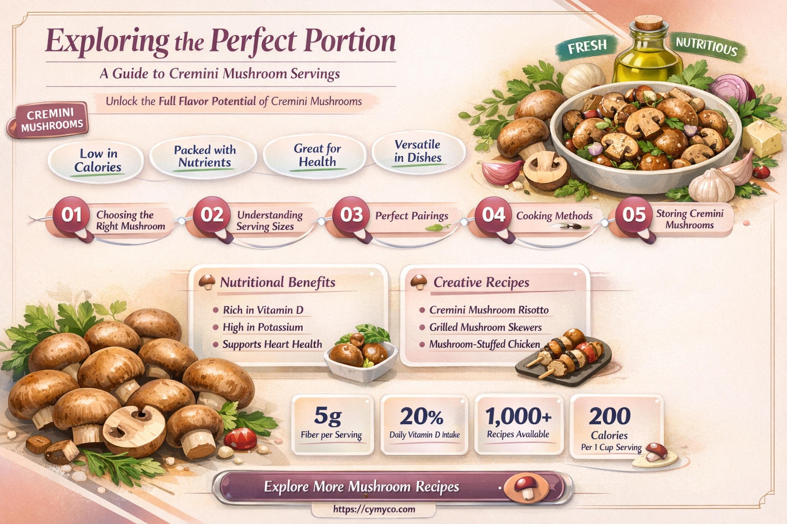 what is one serving of cremini mushrooms