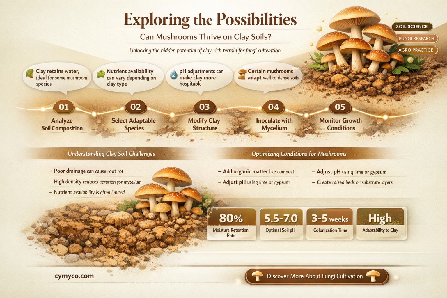 can mushrooms grow on clay df