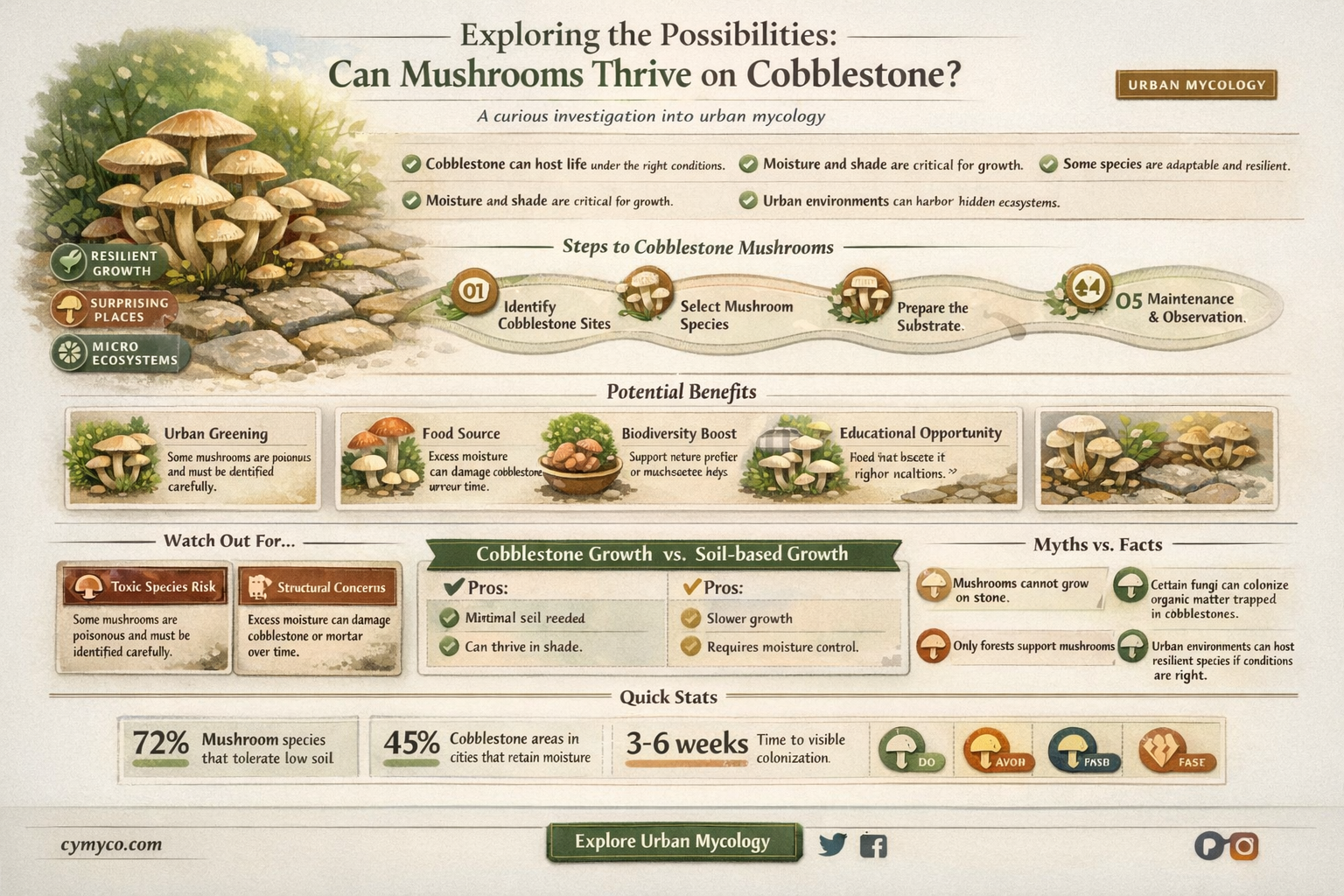 can mushrooms grow on cobblestone