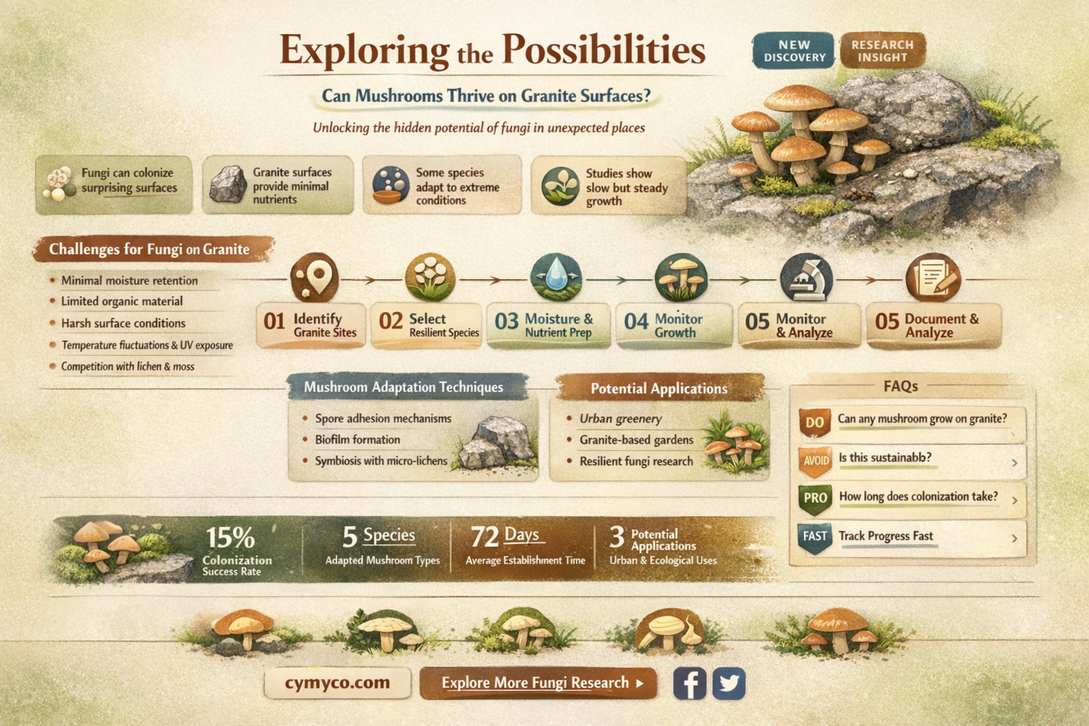 can mushrooms grow on granite