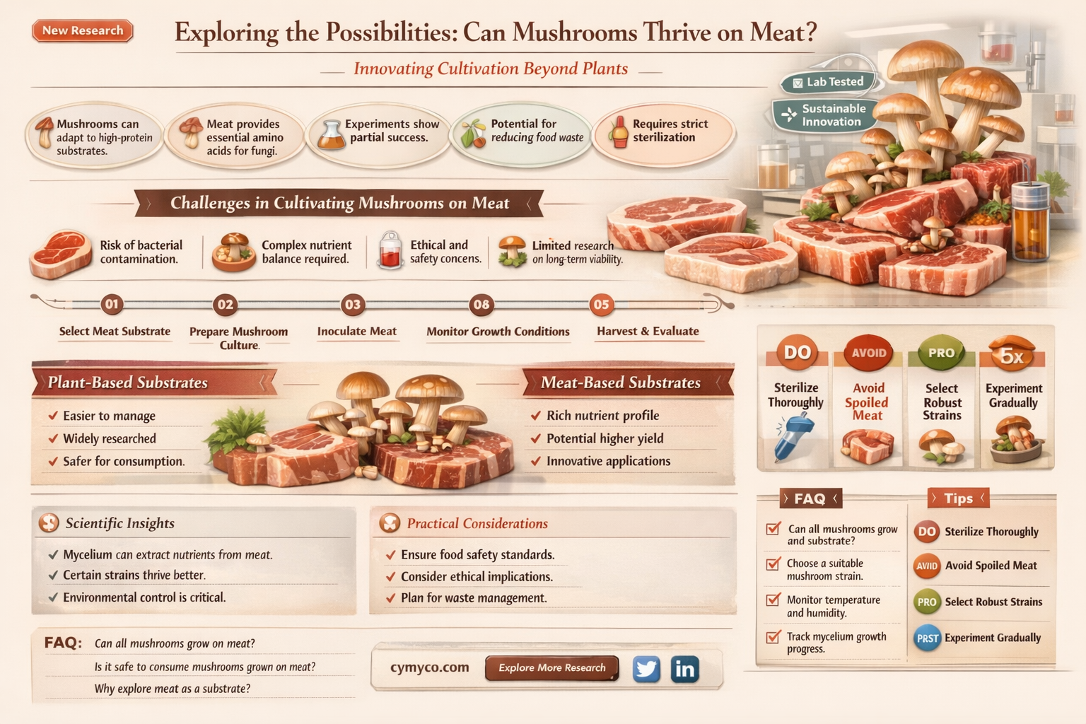 can mushrooms grow on meat