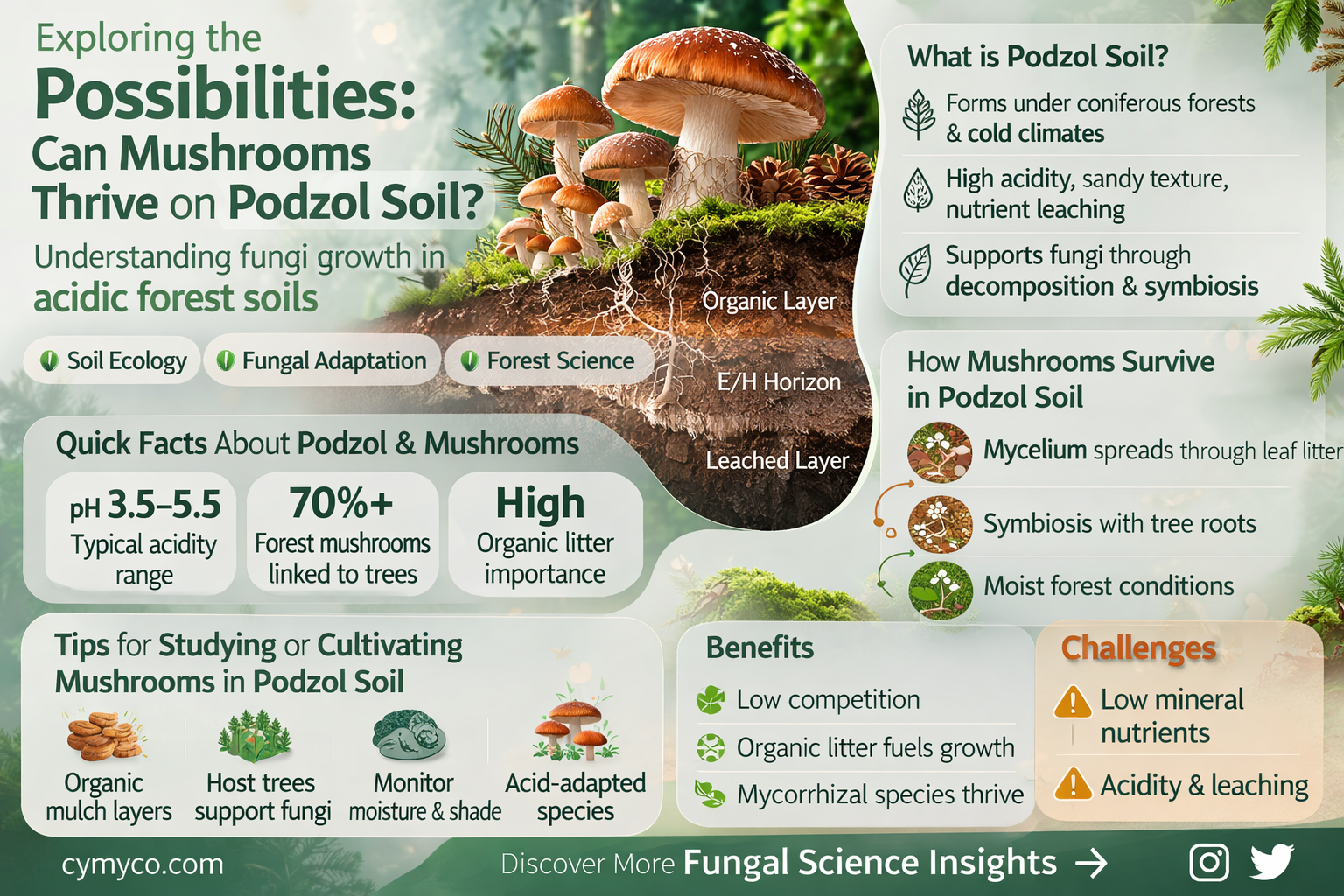 can mushrooms grow on podzol
