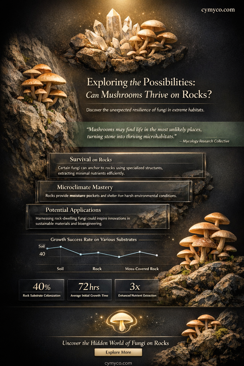 can mushrooms grow on rocls