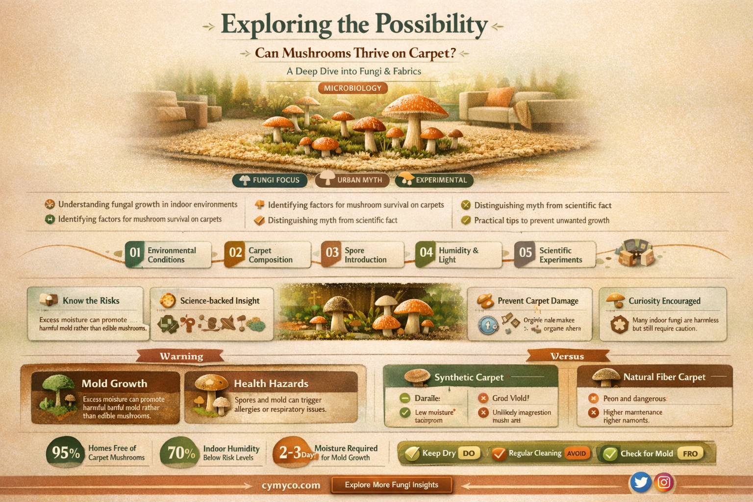 can mushrooms grow on carpet