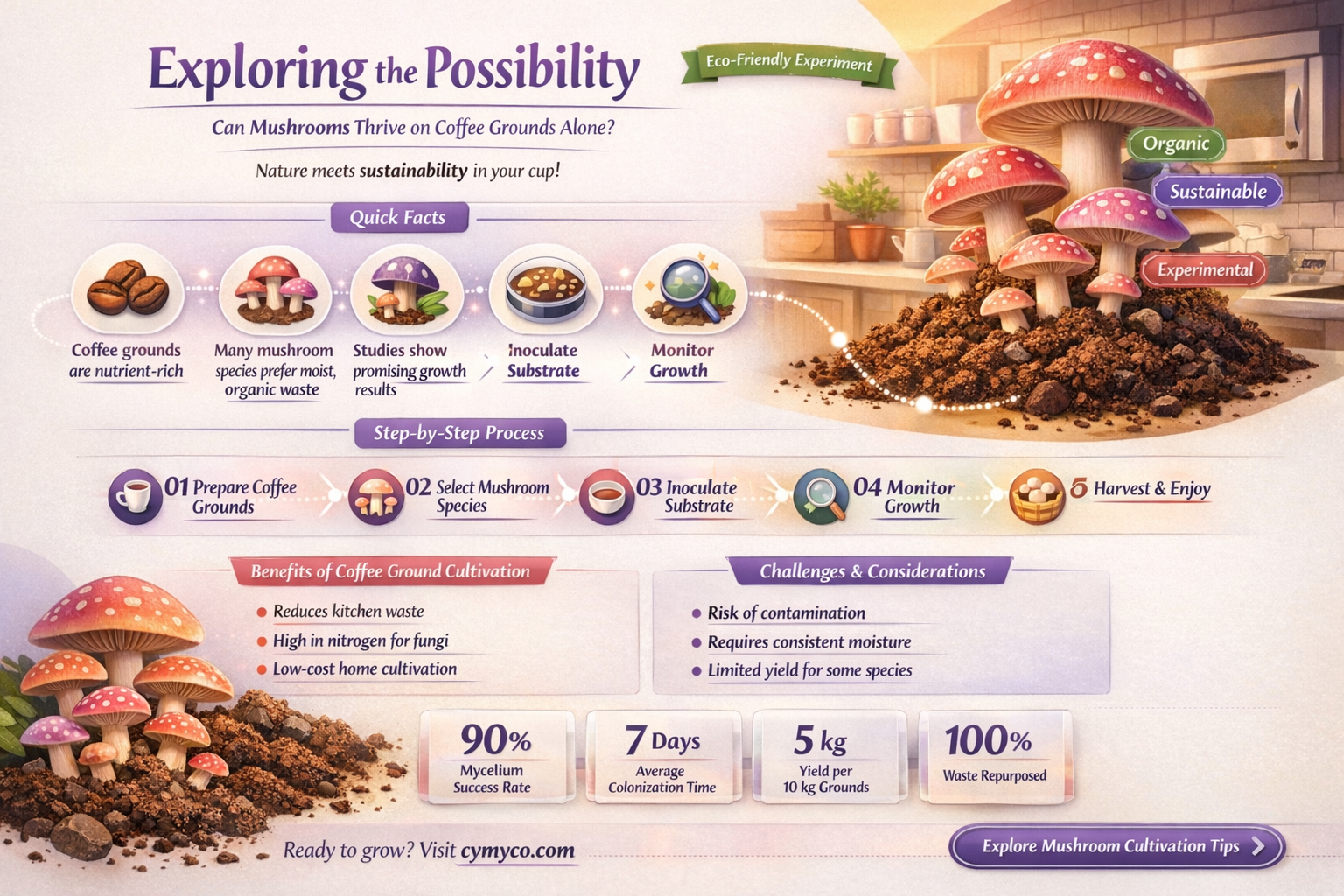 can mushrooms grow on just coffee grounds