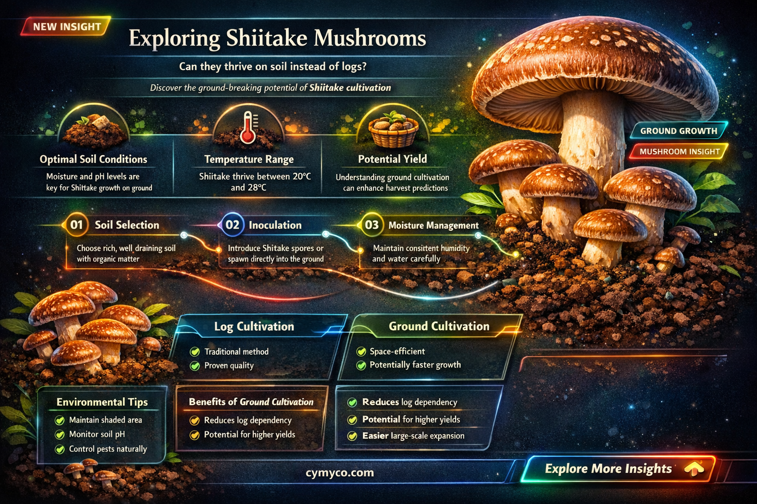 can shiitakes grow on ground