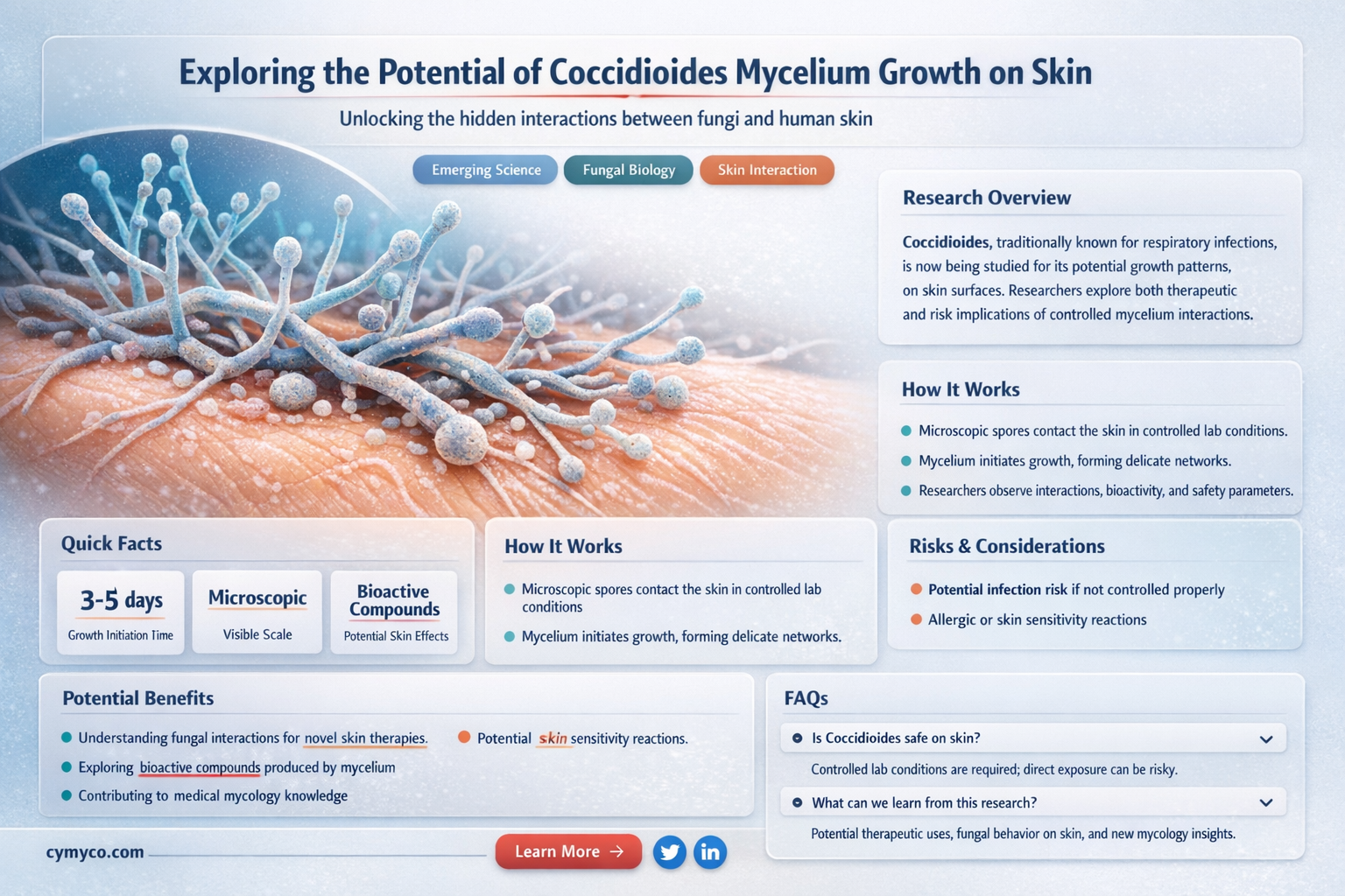 can coccidioides mycelium grow on skin