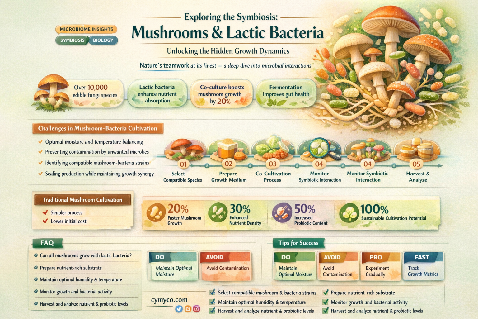 can mushrooms grow on lactic bacteria