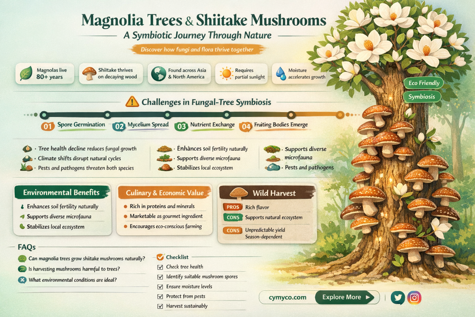can magnolia trees be used to grow shiitake