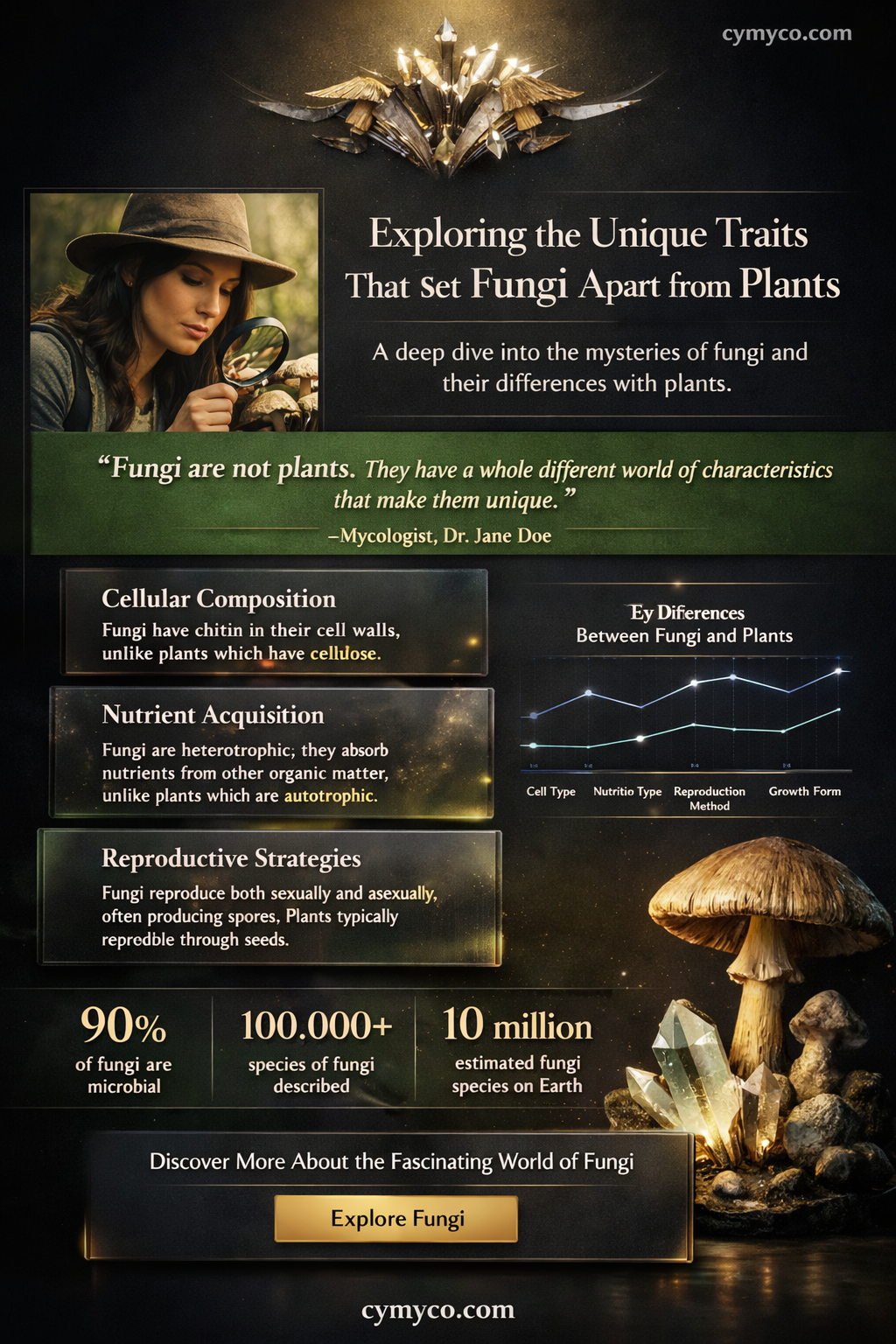 what characteristics distinguish fungi from plants