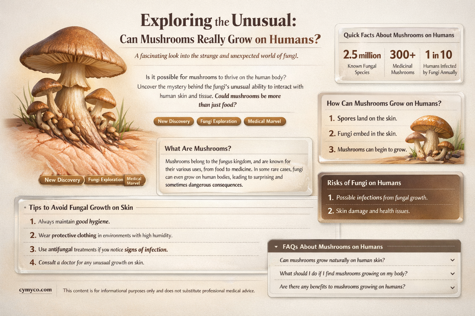 can mushrooms grow on a person