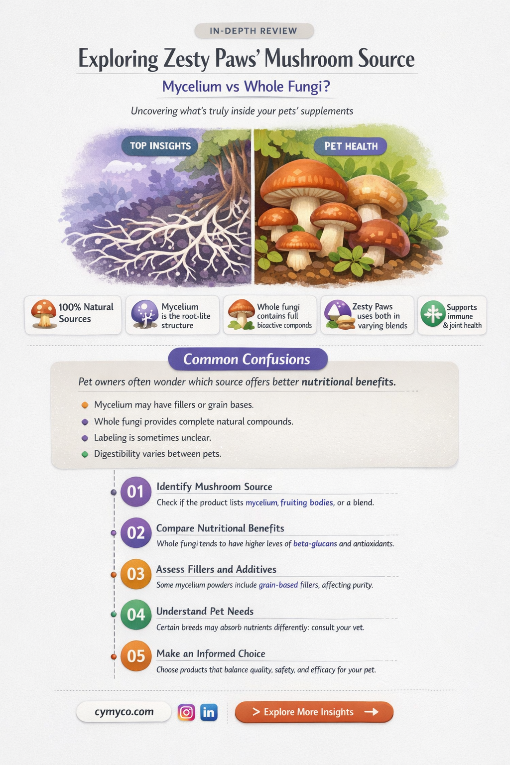 does zesty paws use the mycellium or the whole mushroom