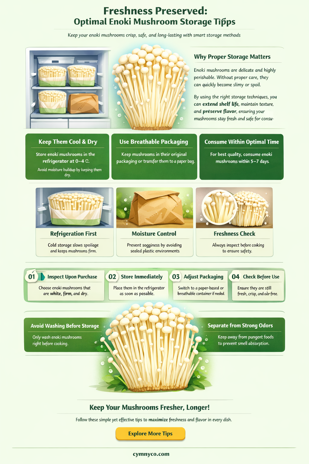 how to store enoki mushrooms in fridge