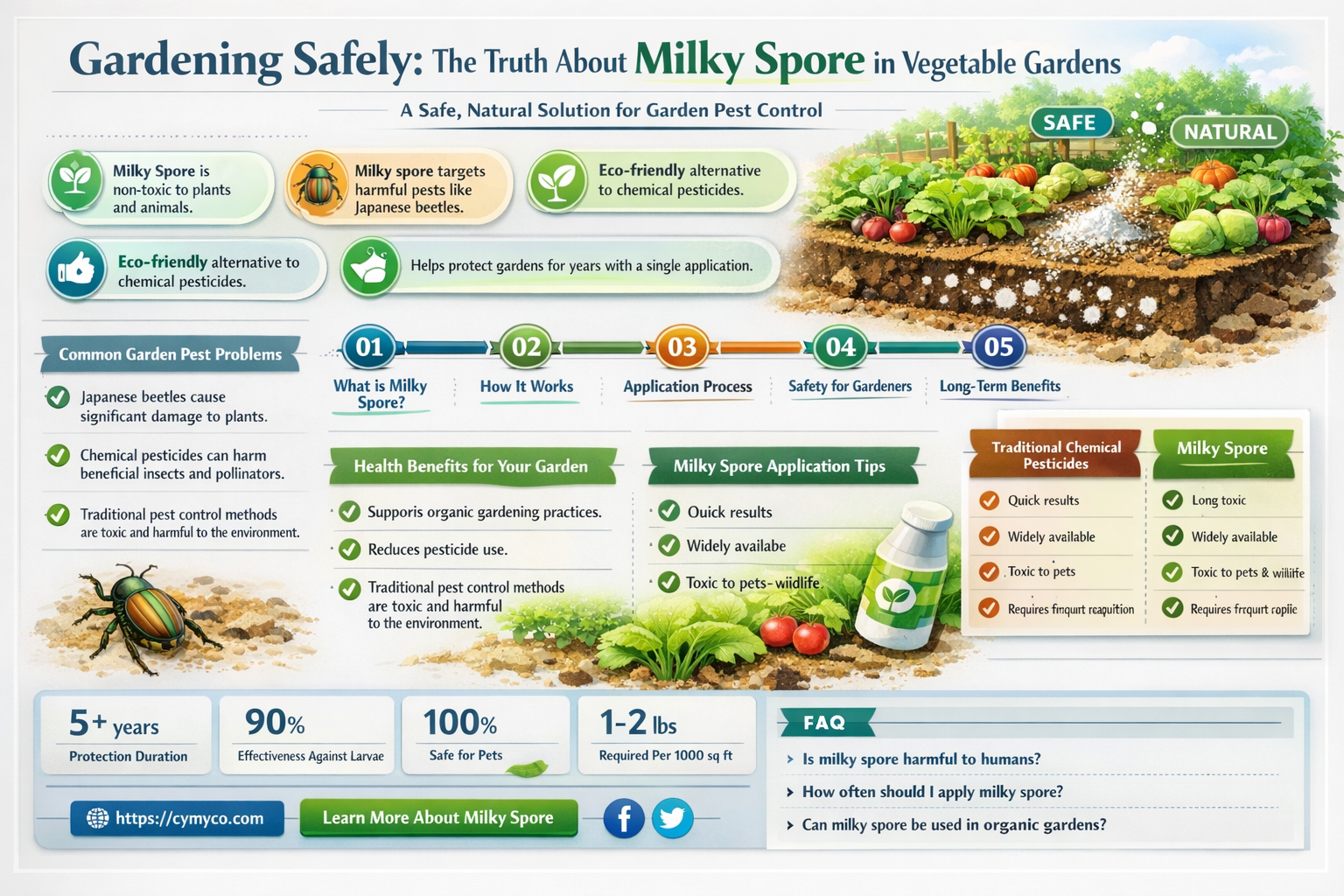 is milky spore safe for vegetable gardens
