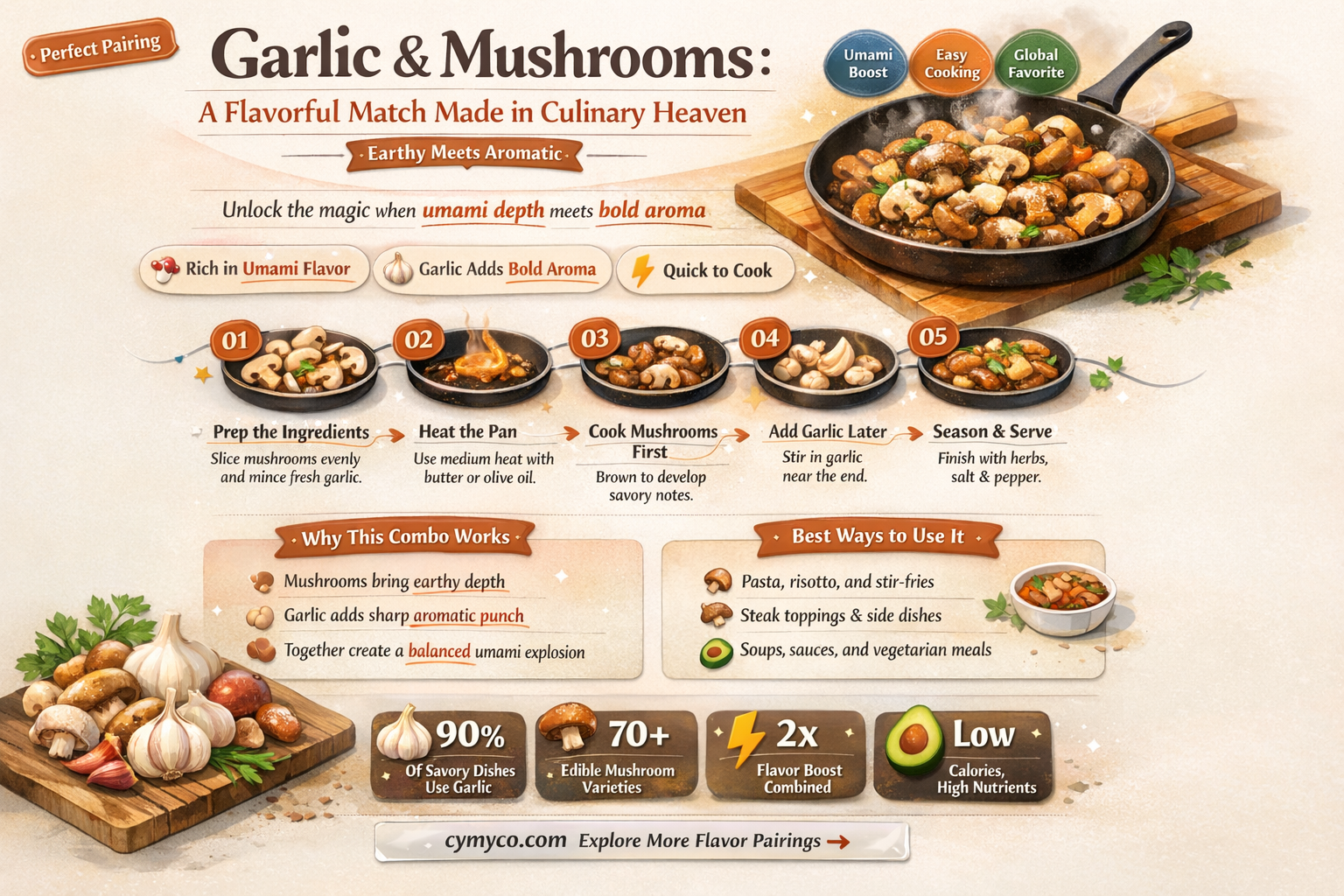 does garlic goes with mushrooms
