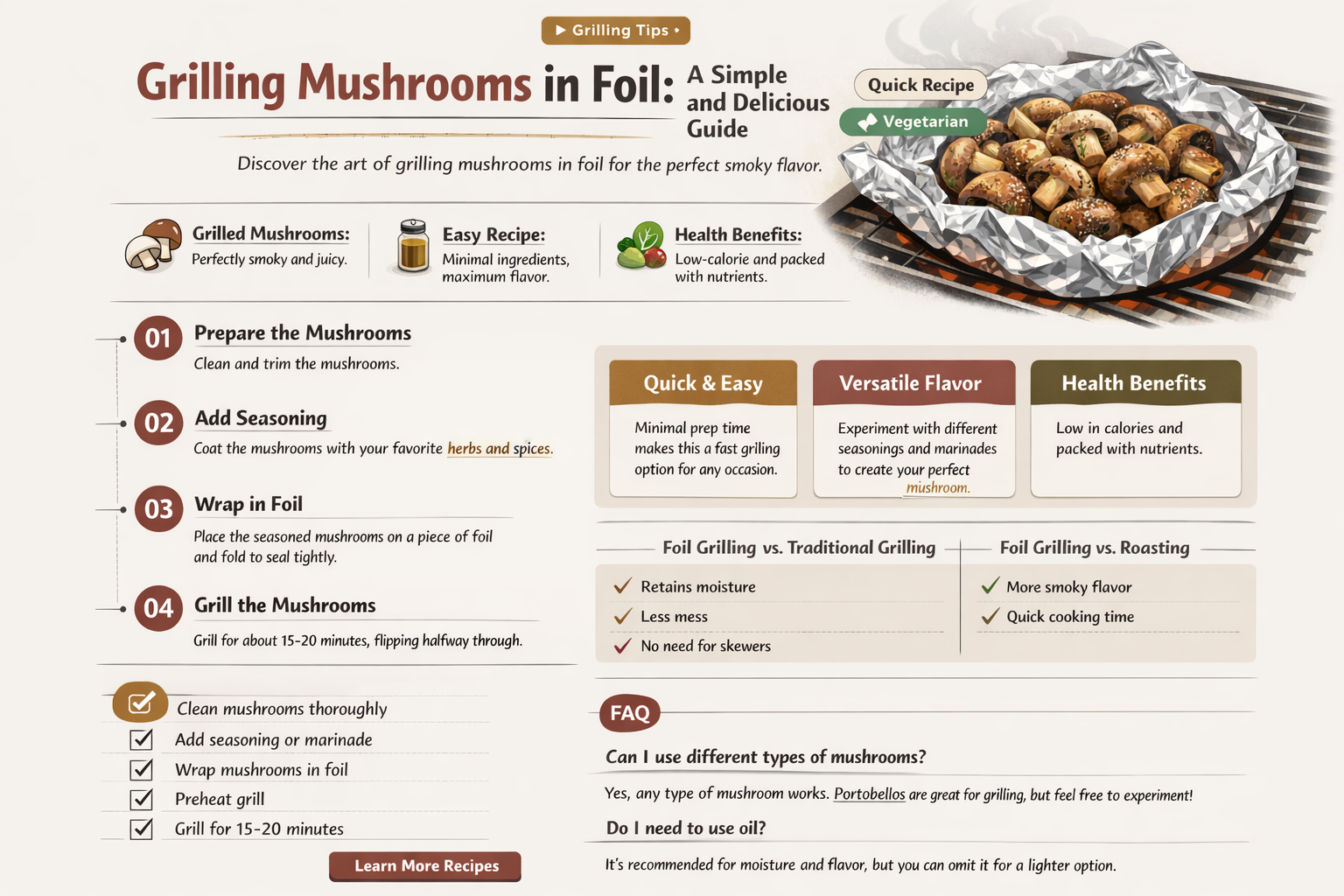 how long to cook mushrooms in foil on grill