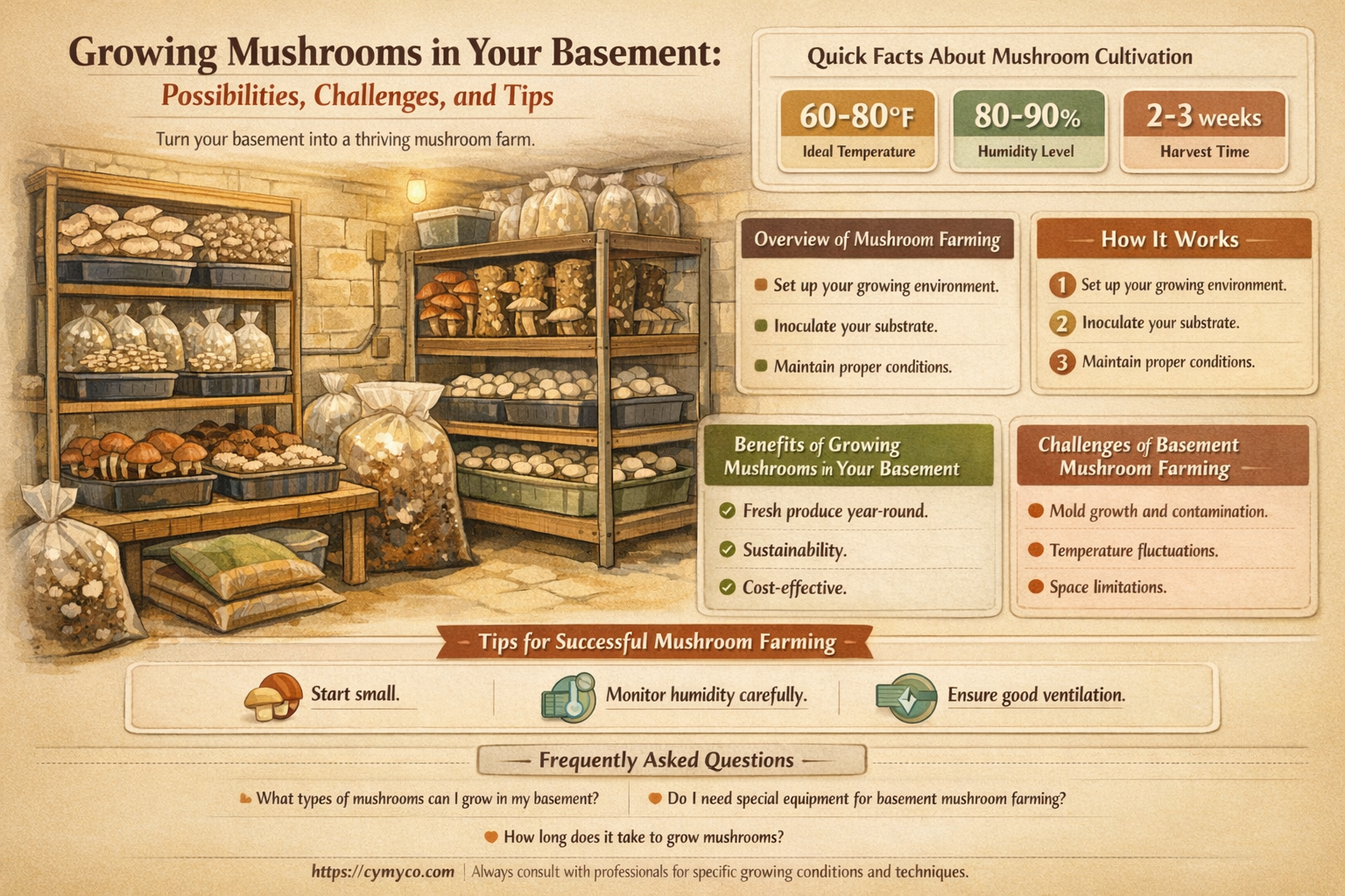 can mushrooms grow in a basement