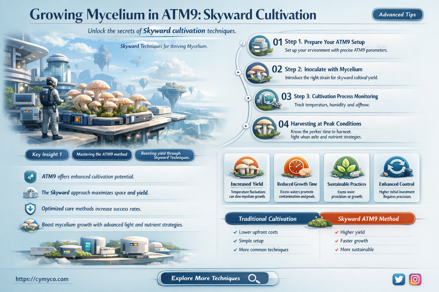 how to get mycelium in atm9 to the sky