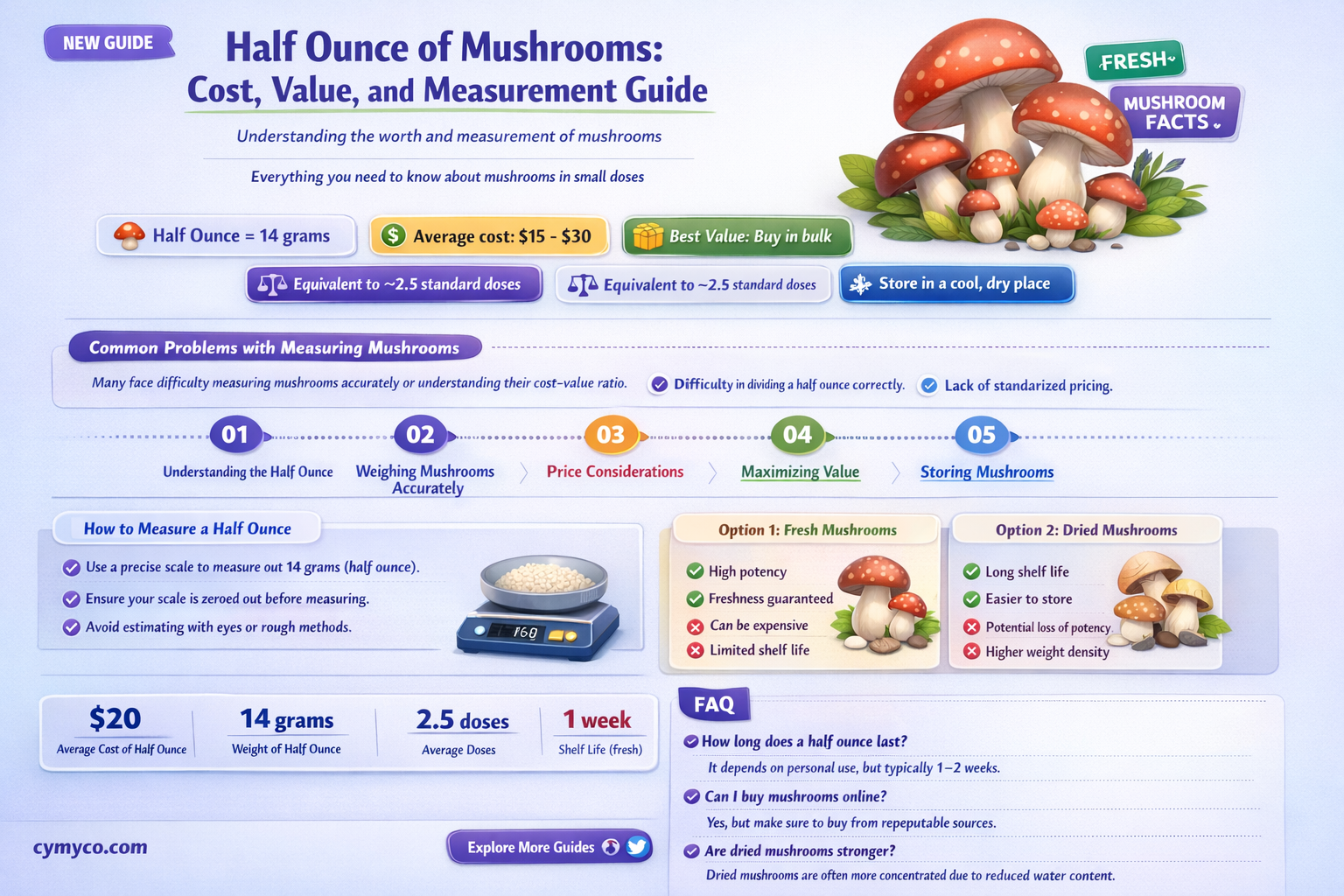 how much is half an ounce of mushrooms