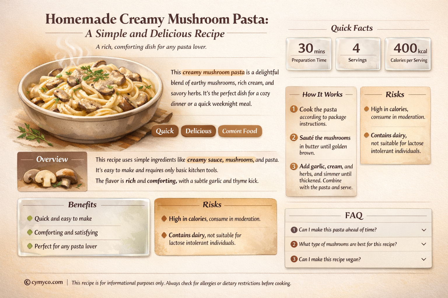 how to make creamy mushroom pasta at home