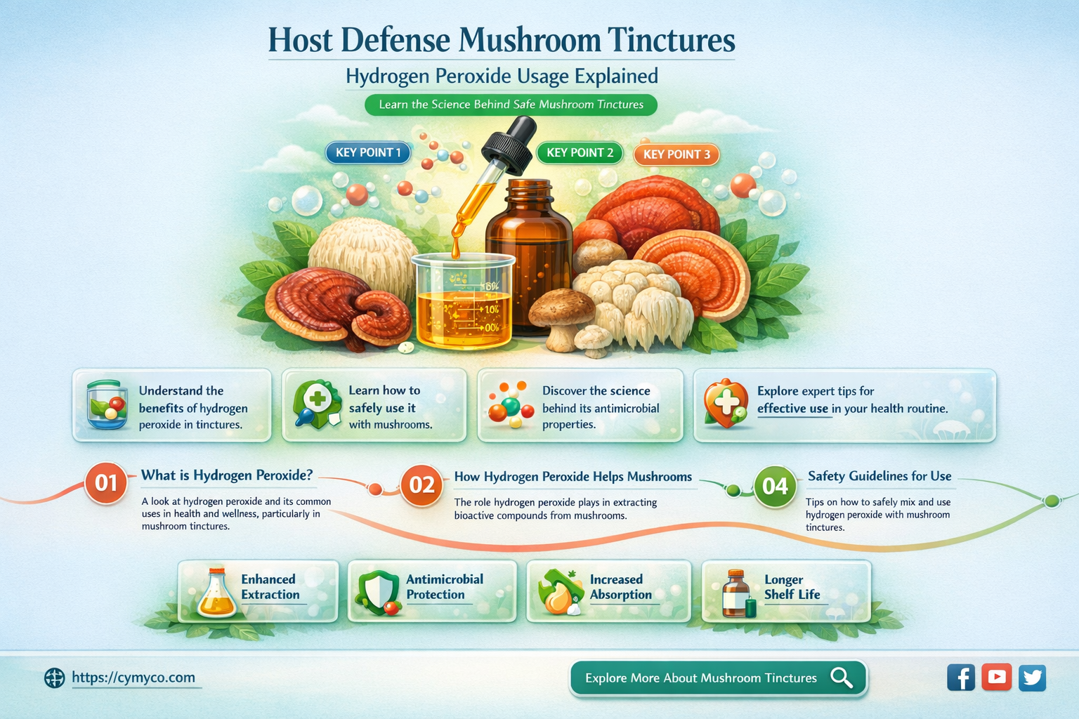 do host defense mushroom tinctures use hydrogen peroxide