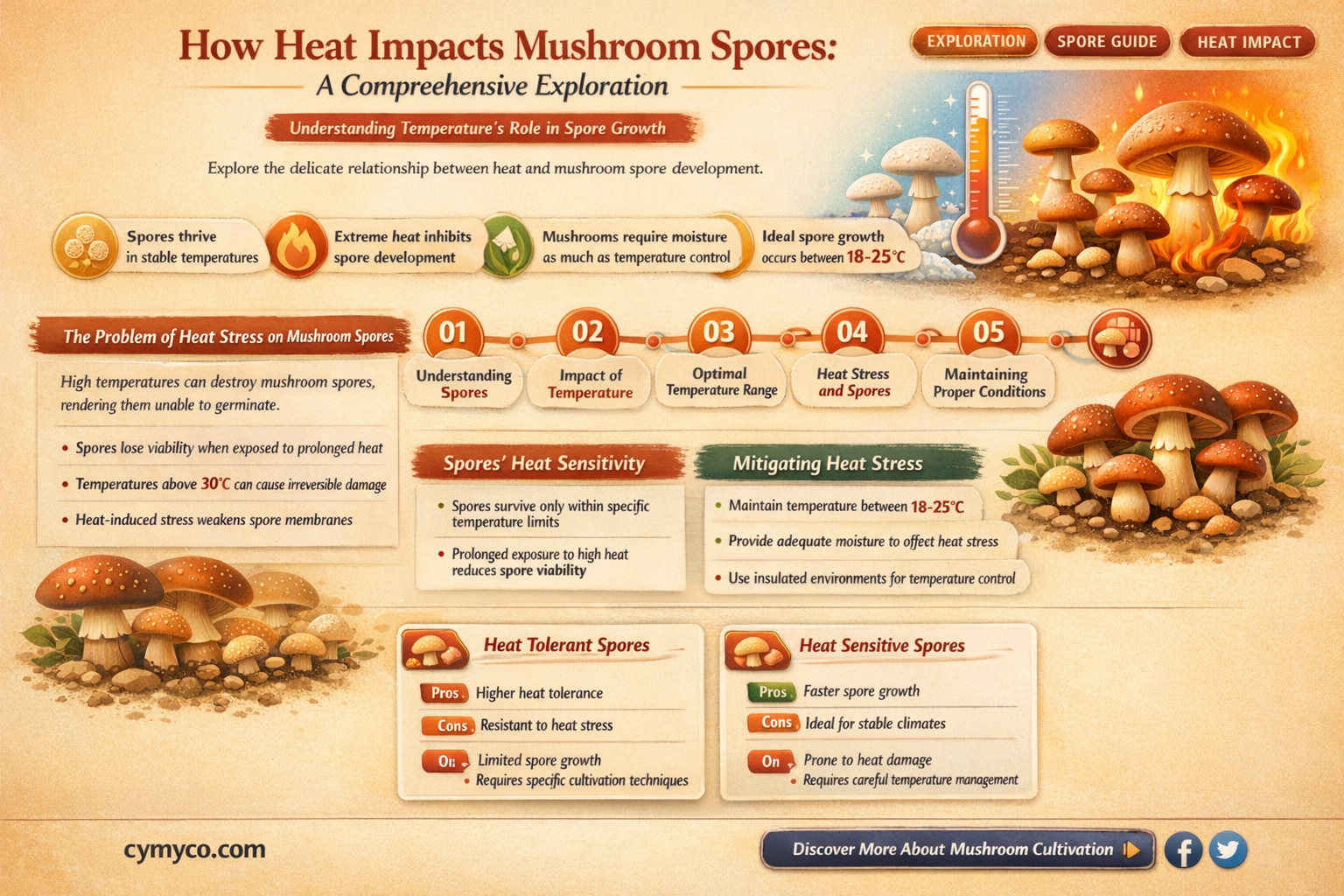 does heat affect mushroom spores