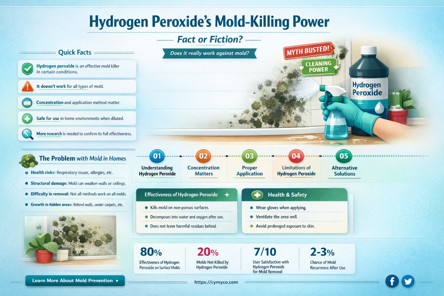 does hydrogen peroxide kill mold spores