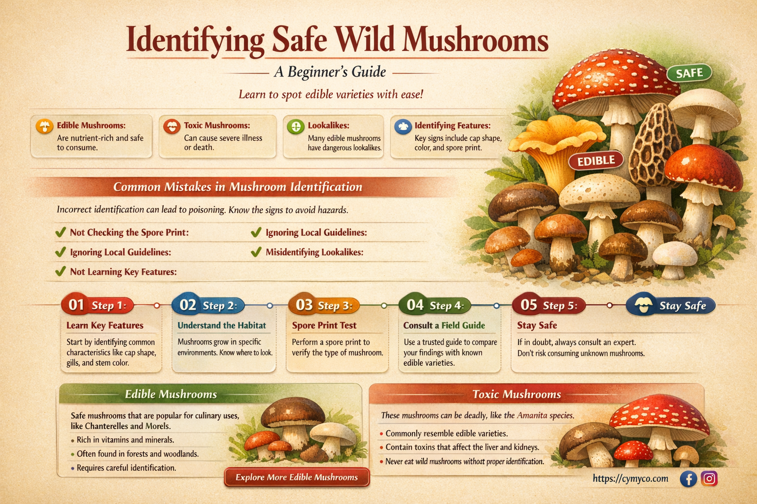how to recognise edible mushrooms