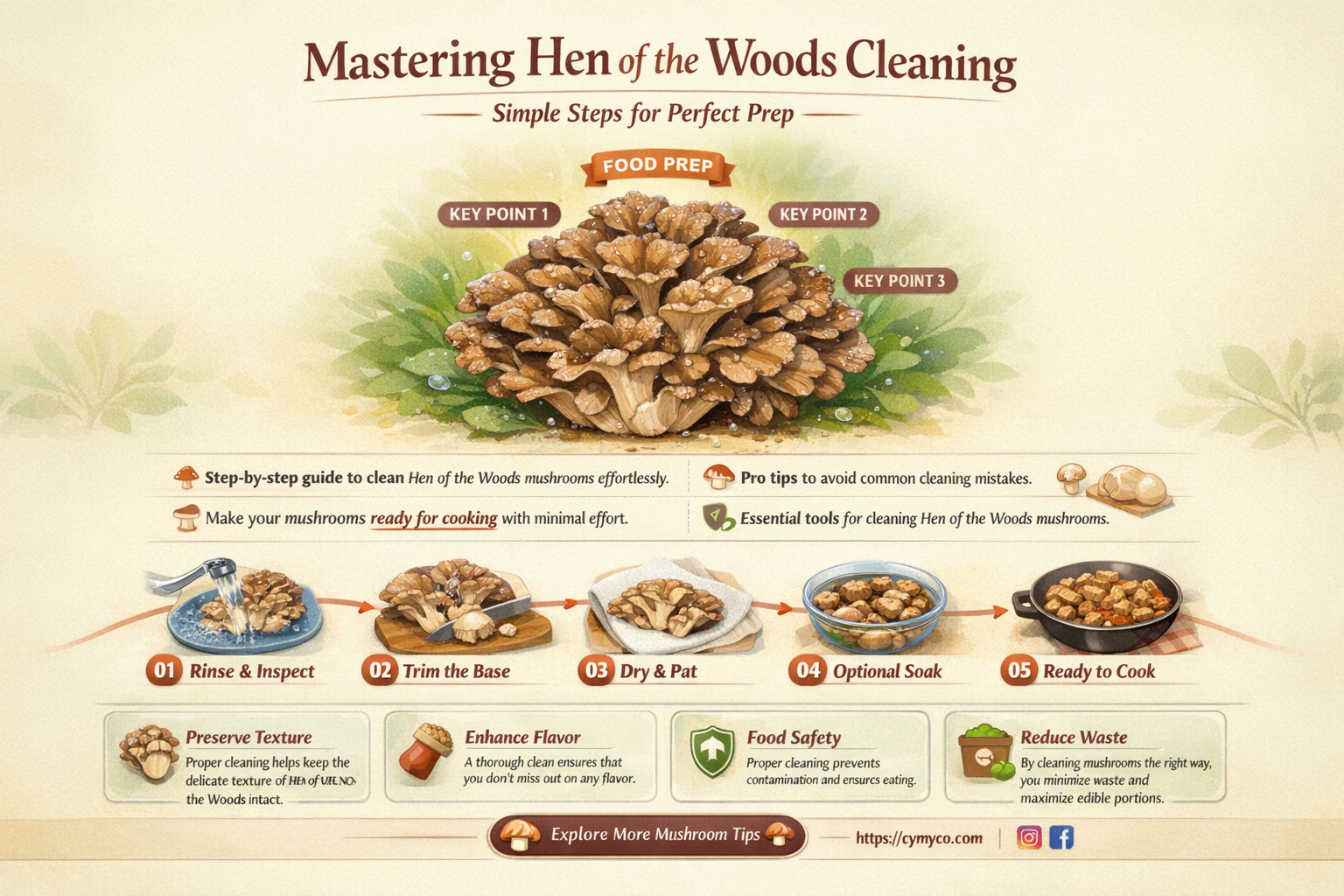 how to clean hen of the woods