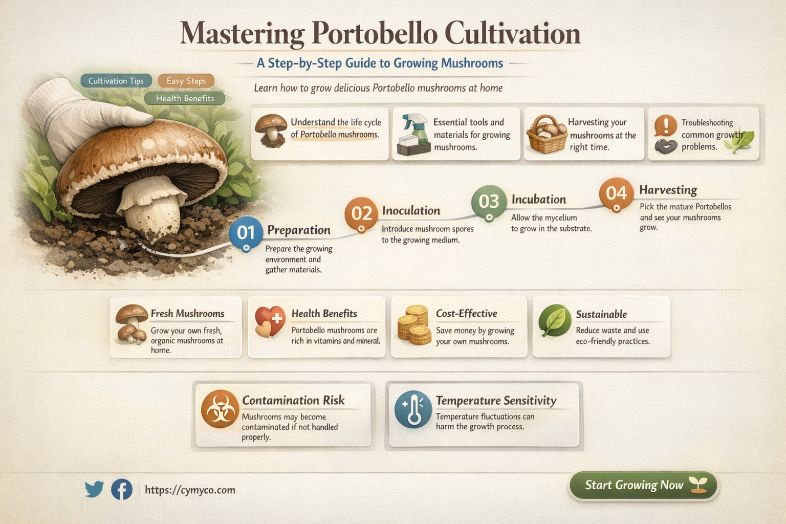 how to cultivate portobello mushrooms
