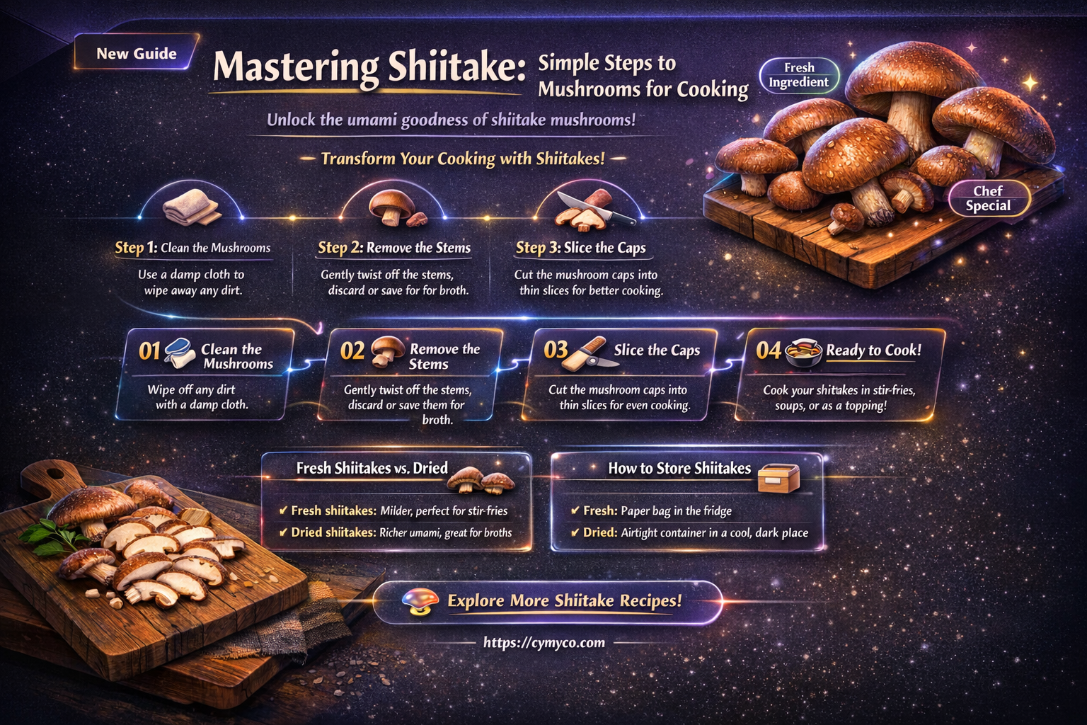 how to prepare shiitake mushrooms for cooking