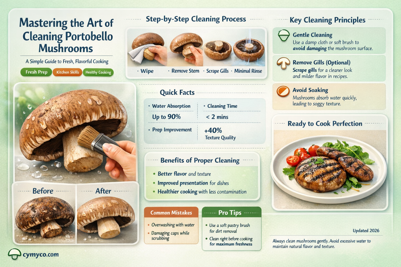 how to remove black gills from portobello mushrooms