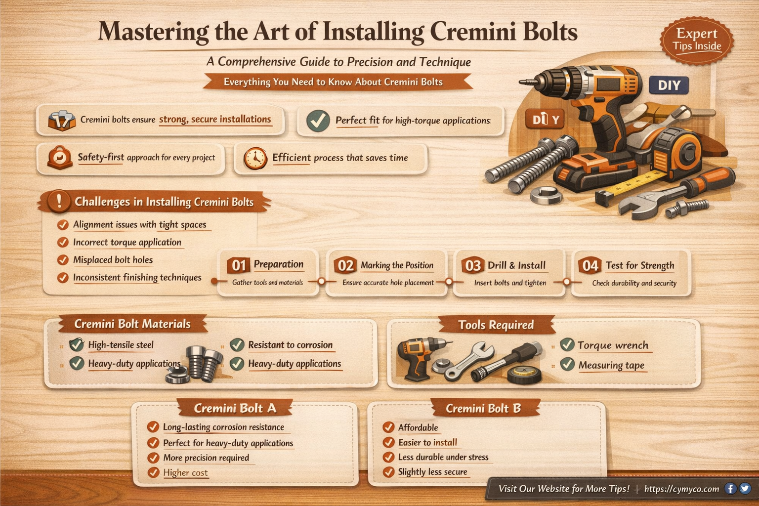 how to install cremini bolts