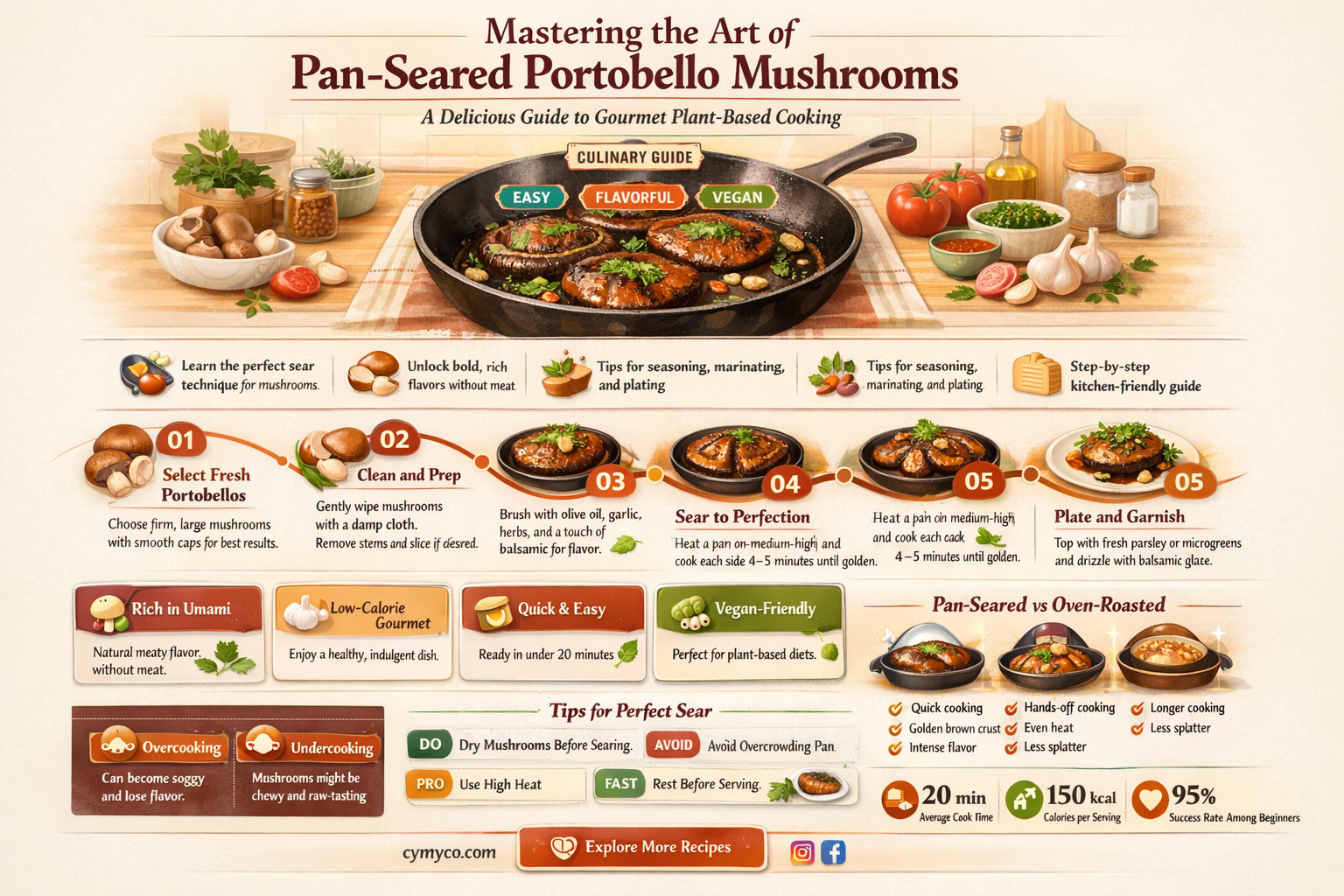 how to pan sear portobello mushrooms