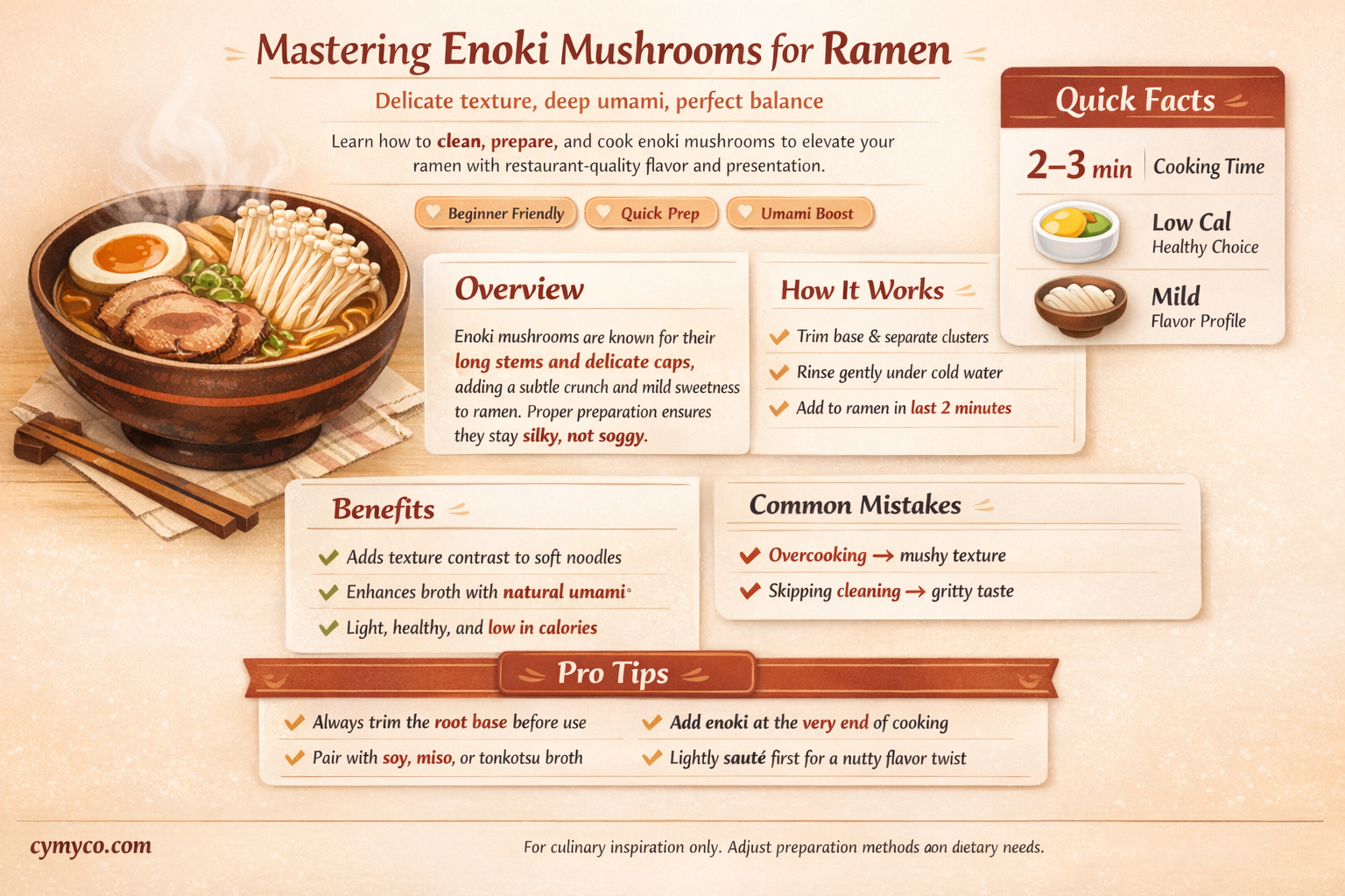 how to prep enoki mushroom for ramen