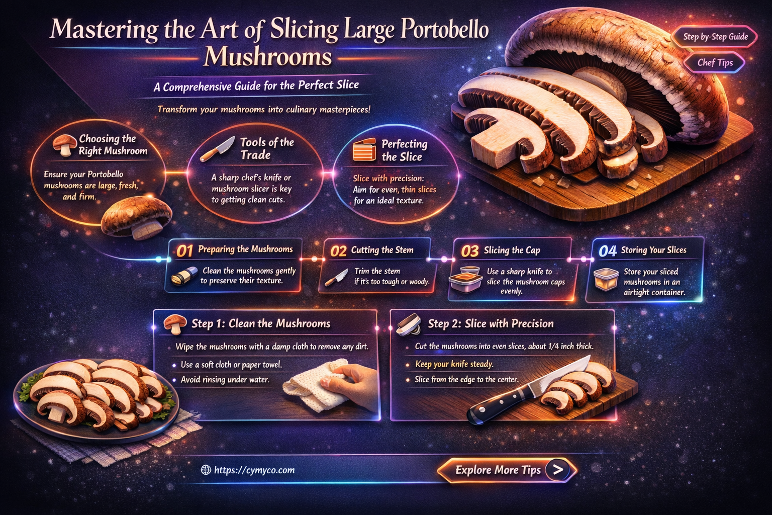 how to cut a large portobello mushroom