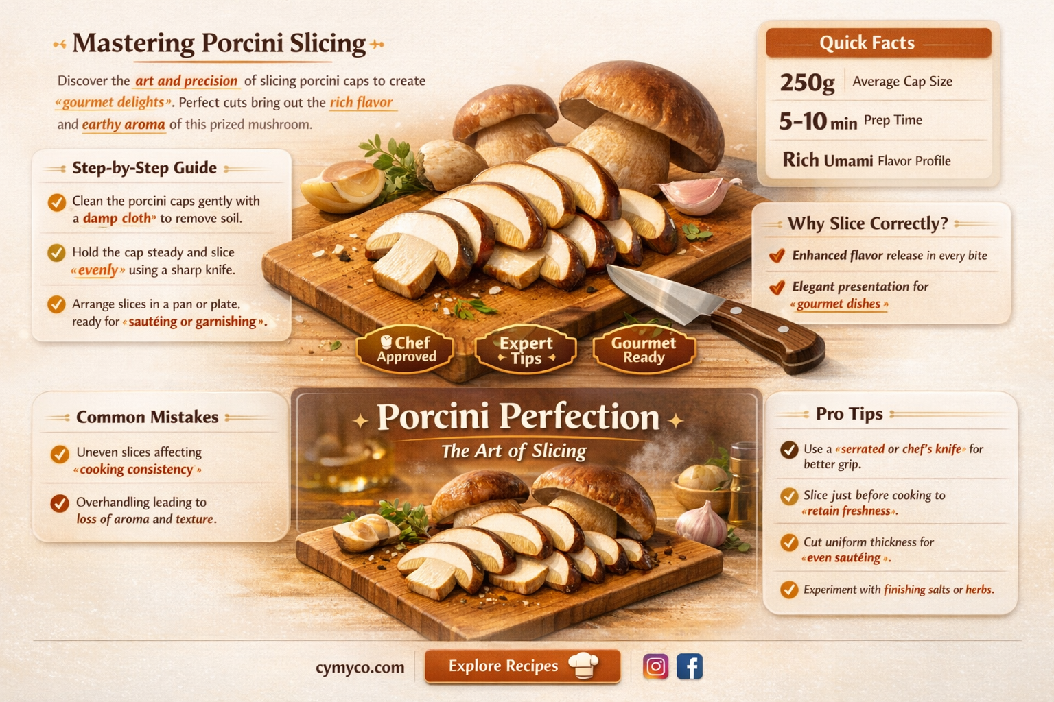 how to cut porcini cap