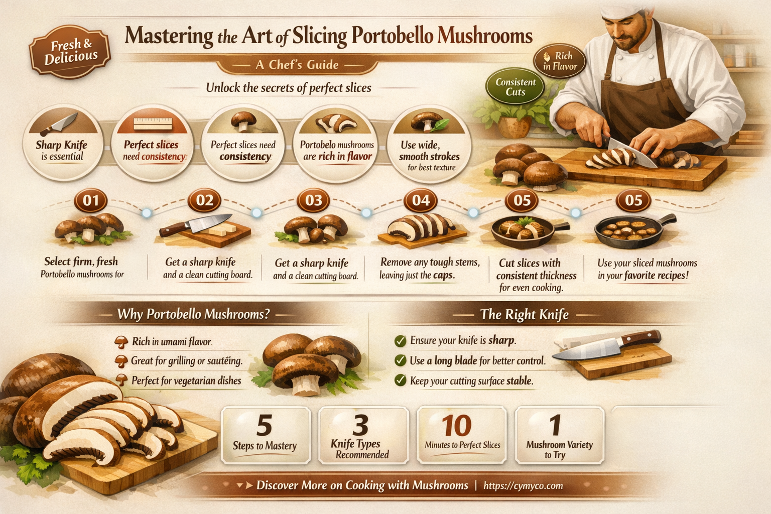 how to slice a portobello mushroom