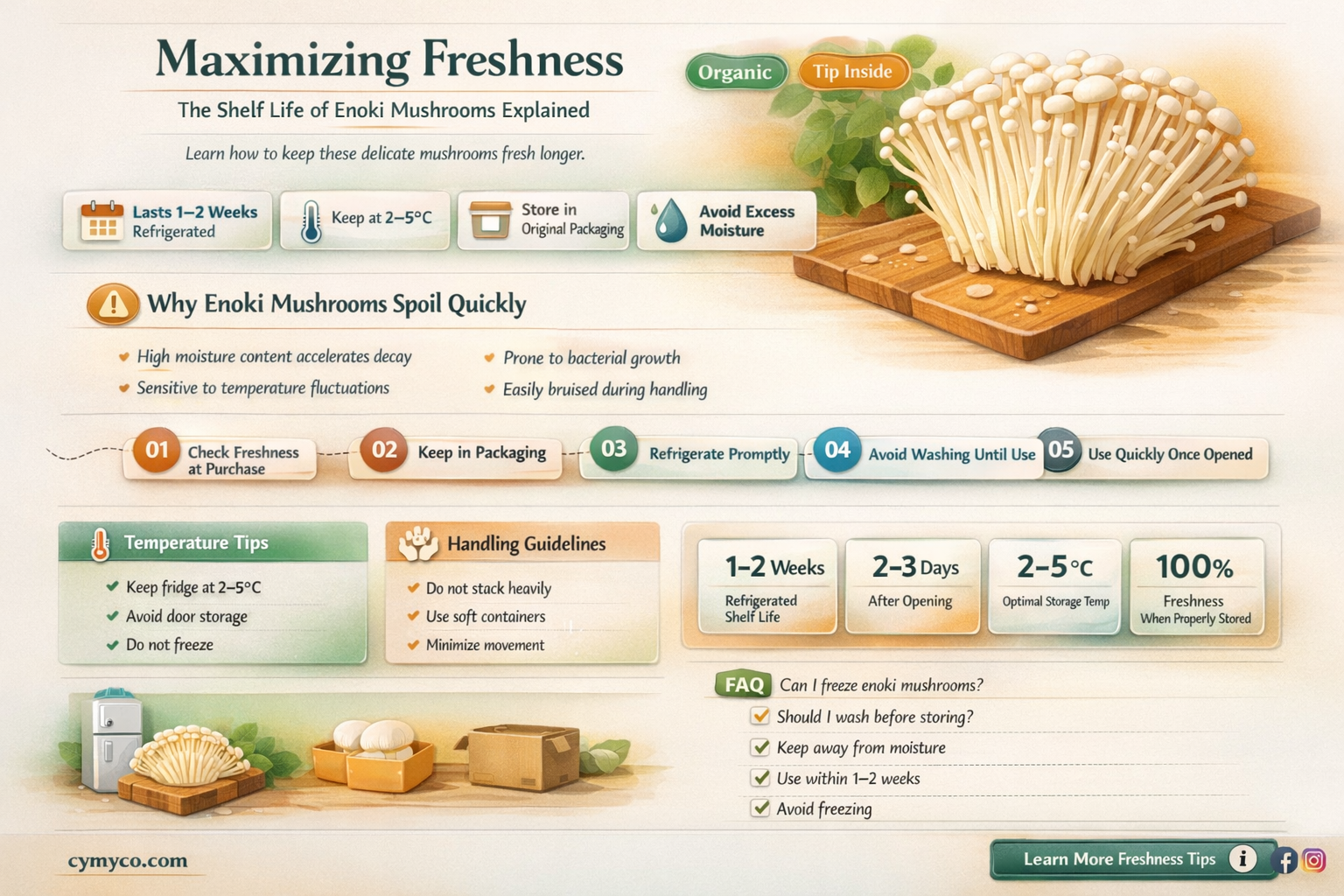 how long are enoki mushrooms good for