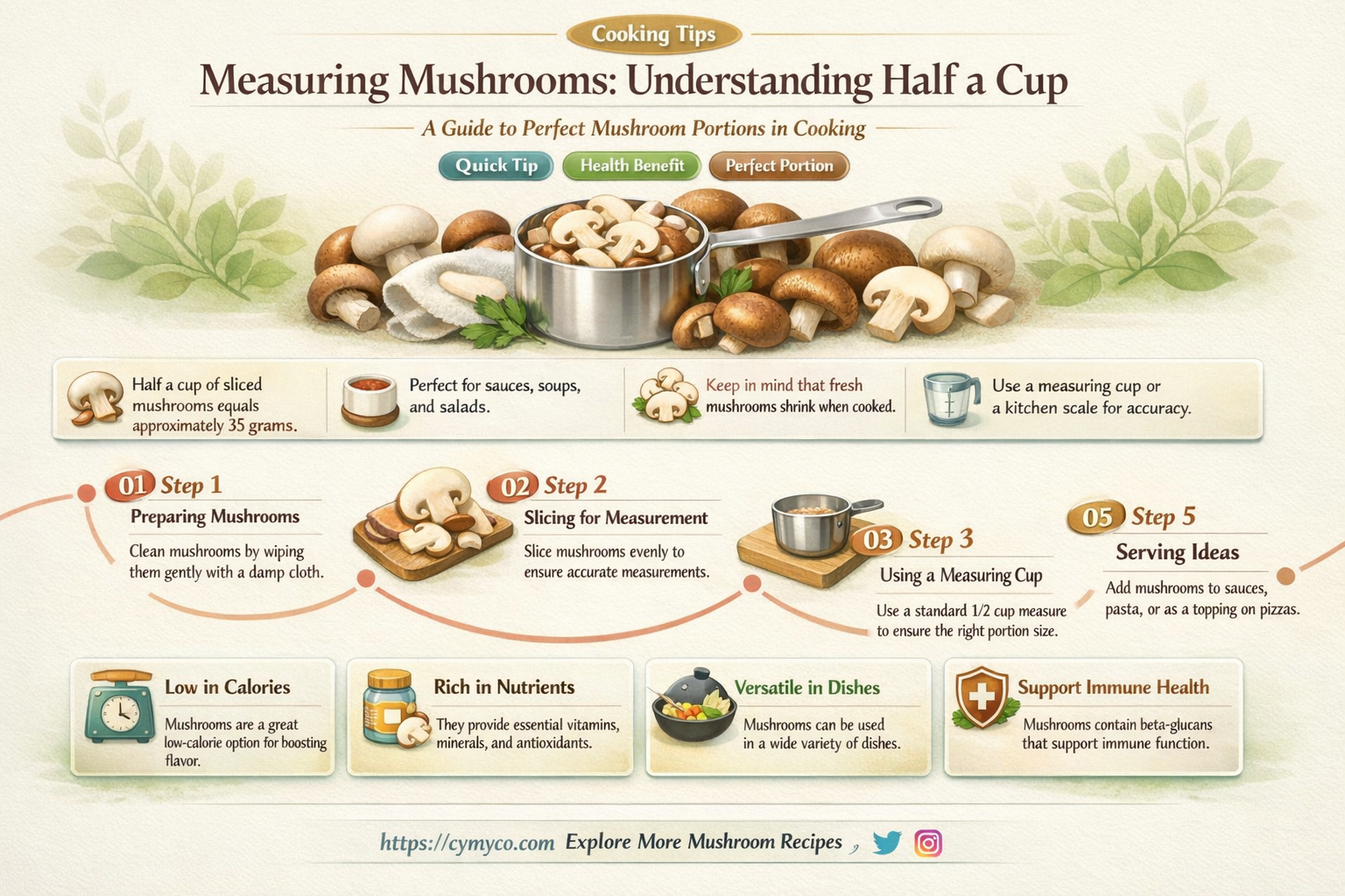 how much is half a cup of mushrooms