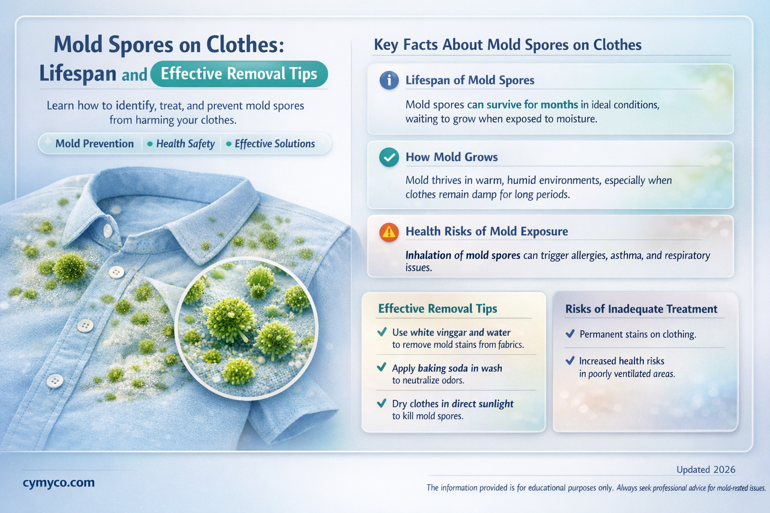 how long do mold spores live on clothes