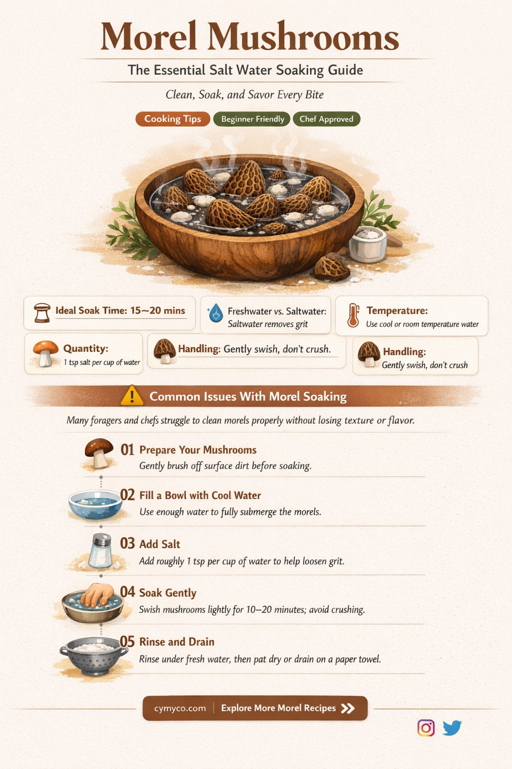 how long should you soak morels in salt water