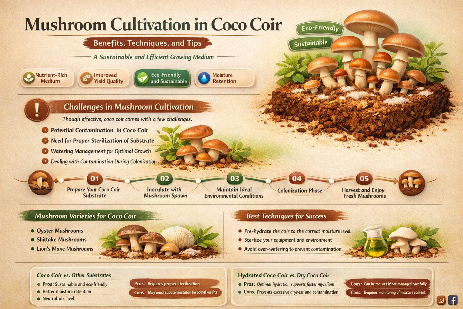 can mushrooms grow in coco coir