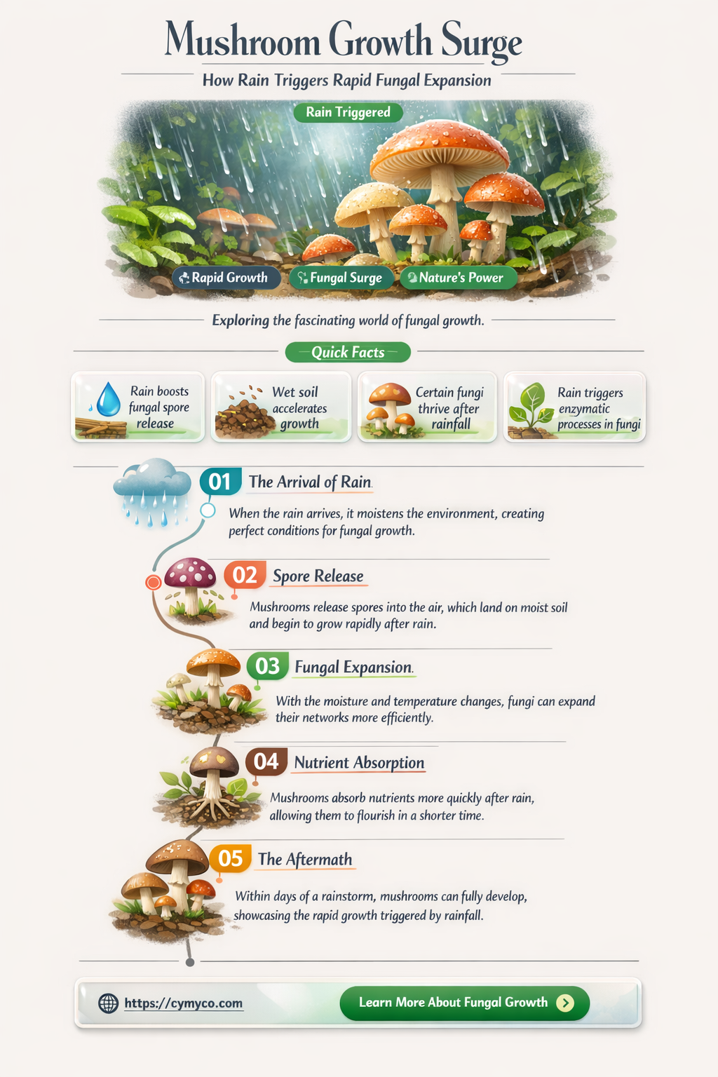 how fast do mushrooms grow after rain