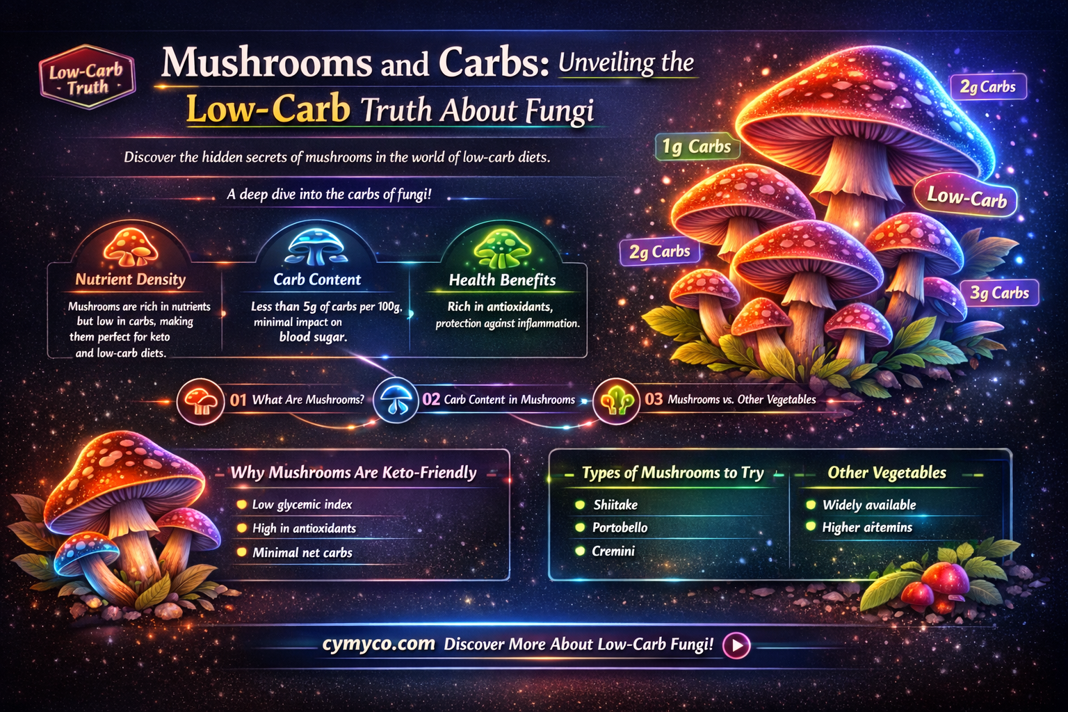 how many carbs do mushrooms have