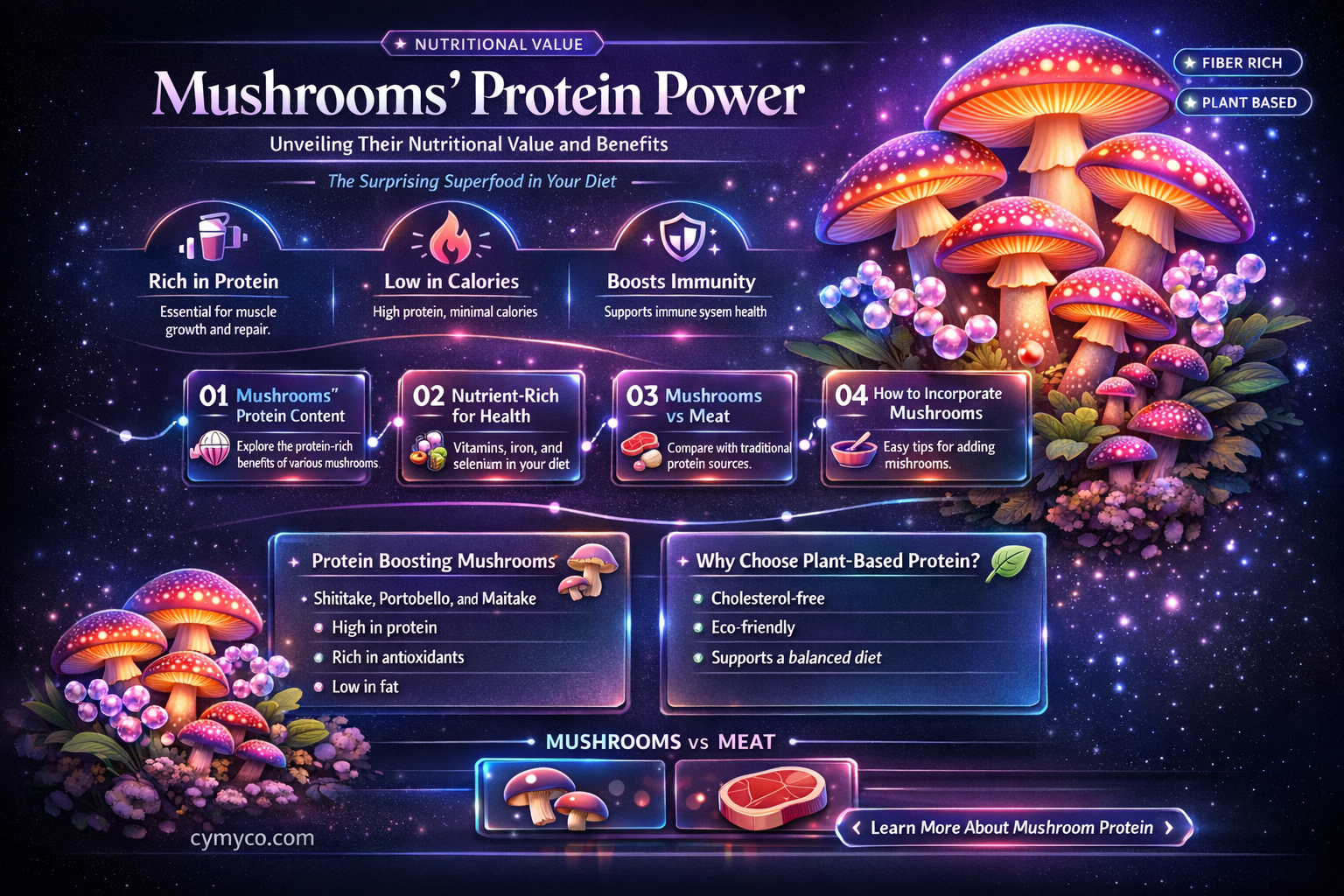 how much protein are in mushrooms