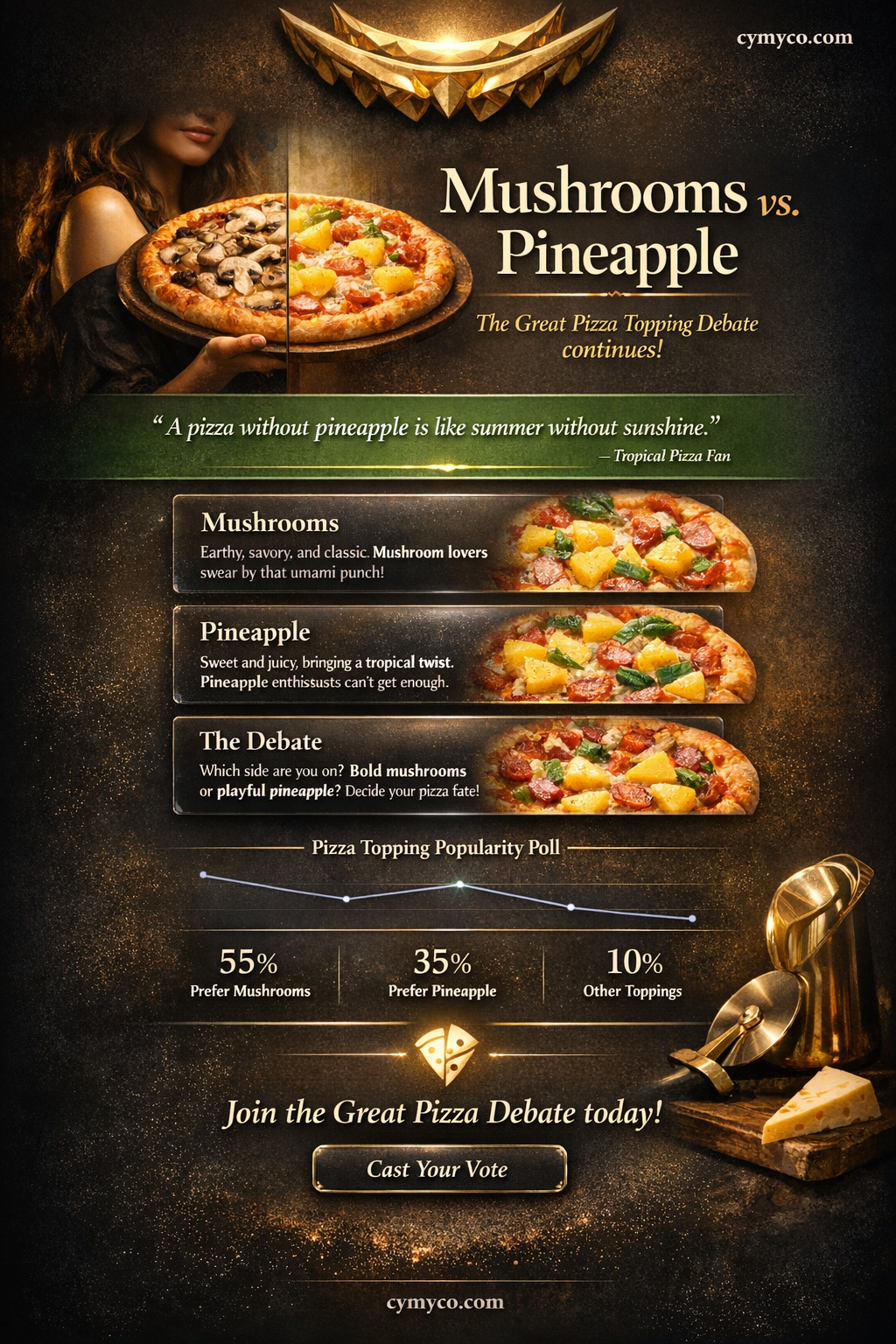 which is liked more mushrooms or pineapple